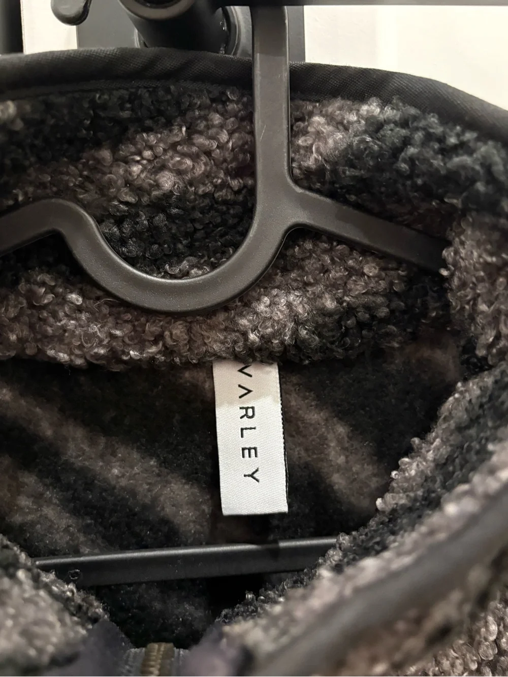 Varley Napoli Fleece Sherpa Zebra Print Jacket in Grey and Black - Picture 3 of 8
